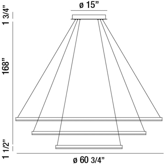 Eurofase Lighting Spunto Three-Tier 61" Wide 3000K LED Ring Chandelier