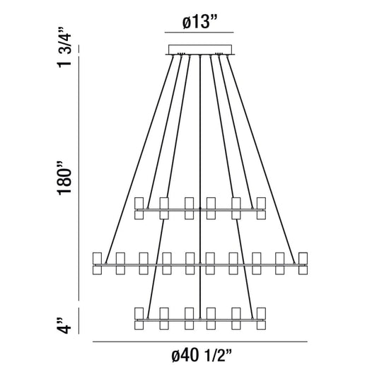 Eurofase Lighting Netto 41" Wide LED 3 Tier Ring Chandelier