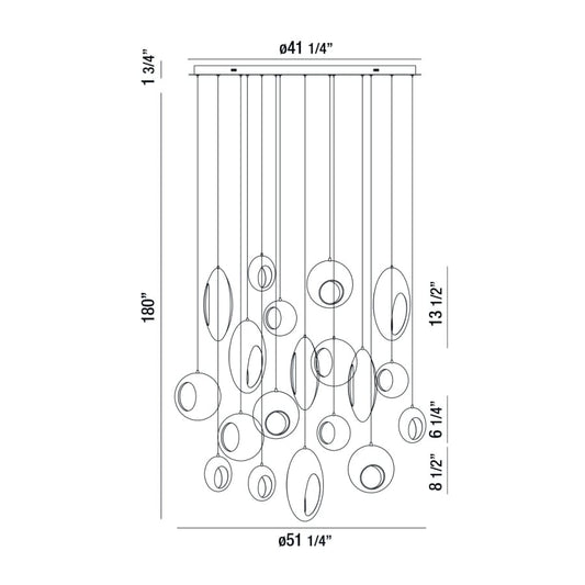 Eurofase Lighting Arlington 19 Light 51" Wide LED Multi Light Pendant