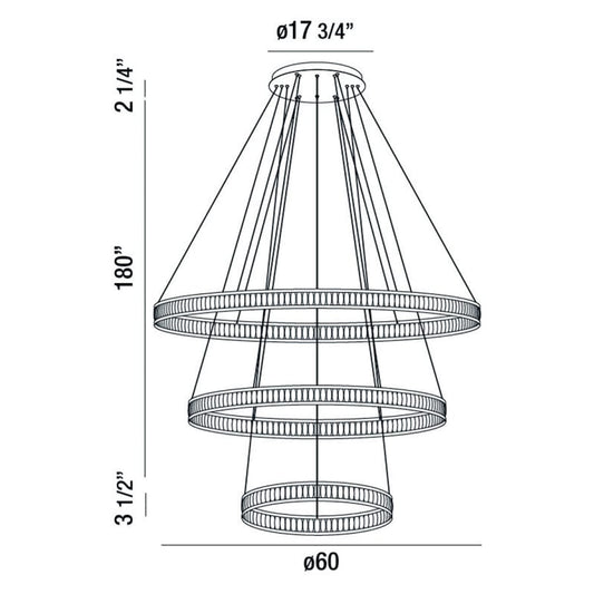 Eurofase Lighting Forster 3 Light 60" Wide LED Ring Chandelier - 3 Tiers