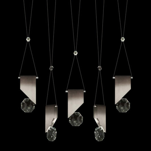 Fine Art Handcrafted Lighting ARIA 10 Light 43" Wide Integrated LED Crystal Linear Pendant with Shades
