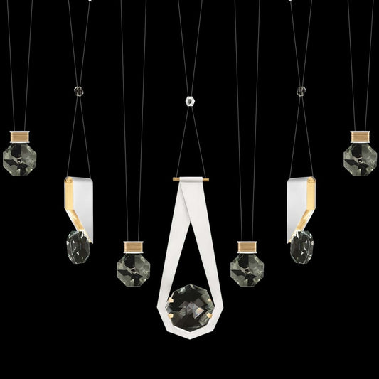 Fine Art Handcrafted Lighting ARIA 14 Light 60" Wide Integrated LED Crystal Pendant with Shades