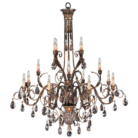 Fine Art Handcrafted Lighting A Midsummer Night's Dream Sixteen-Light Three-Tier Chandelier with Delicate Lines and Crystal Accents