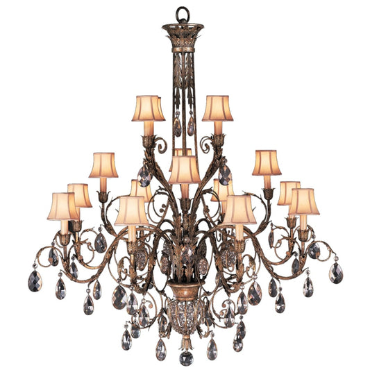 Fine Art Handcrafted Lighting A Midsummer Night's Dream Sixteen-Light Three-Tier Chandelier with Delicate Lines and Crystal Accents