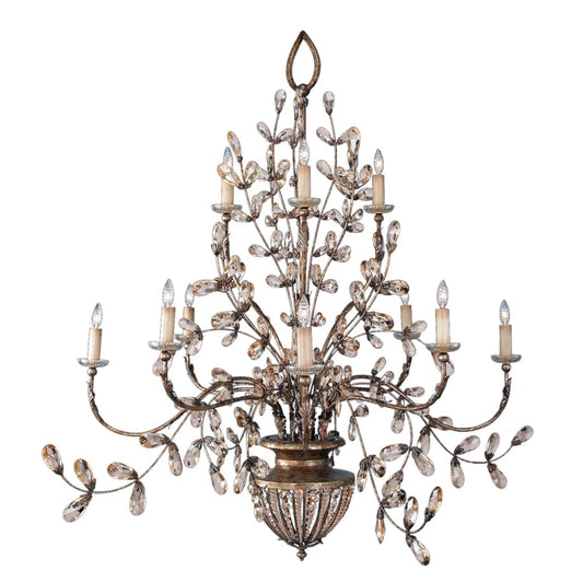 Fine Art Handcrafted Lighting A Midsummer Night's Dream Twelve-Light Two-Tier Chandelier with Crystal Accents and Candelabra Lights