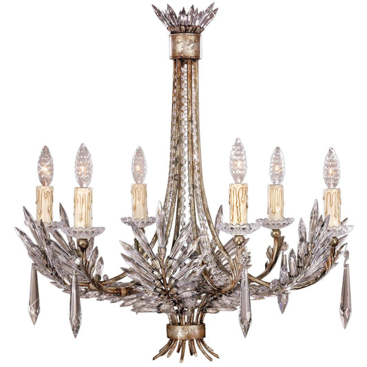 Fine Art Handcrafted Lighting Winter Palace Six-Light Single-Tier Chandelier with Palmette Clustered Icicle Crystals