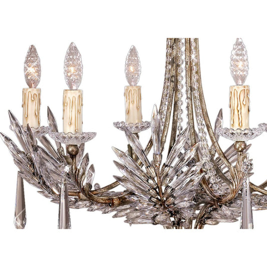 Fine Art Handcrafted Lighting Winter Palace Six-Light Single-Tier Chandelier with Palmette Clustered Icicle Crystals