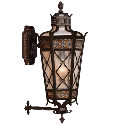Fine Art Handcrafted Lighting Chateau Outdoor Four-Light Outdoor Wall Sconce with Gold Accents and Antiqued Glass