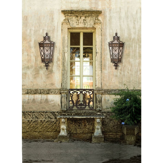 Fine Art Handcrafted Lighting Chateau Outdoor Four-Light Outdoor Wall Sconce with Gold Accents and Antiqued Glass
