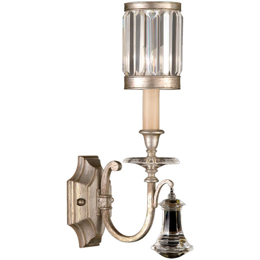 Fine Art Handcrafted Lighting Eaton Place Silver Single-Light Wall Sconce with Channel-Set Crystal Diffuser and Crystal Accents