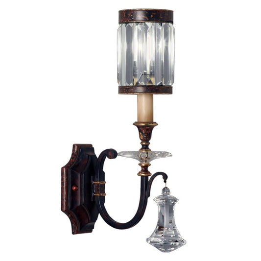 Fine Art Handcrafted Lighting Eaton Place Single-Light Wall Sconce with Channel-Set Crystal Diffuser and Crystal Accents