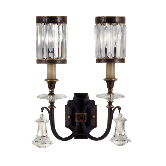 Fine Art Handcrafted Lighting Eaton Place Two-Light Wall Sconce with Channel-Set Crystal Diffuser and Crystal Accents