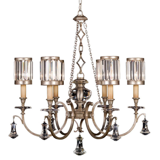 Fine Art Handcrafted Lighting Eaton Place Silver Six-Light Single-Tier Chandelier with Channel-Set Crystal Diffusers and Crystal Accents