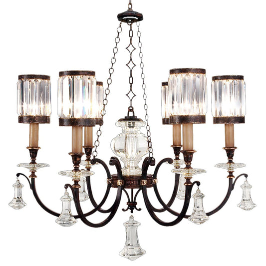 Fine Art Handcrafted Lighting Eaton Place Six-Light Single-Tier Chandelier with Channel-Set Crystal Diffusers and Crystal Accents