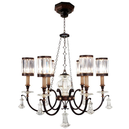 Fine Art Handcrafted Lighting Eaton Place Six-Light Single-Tier Chandelier with Channel-Set Crystal Diffusers and Crystal Accents