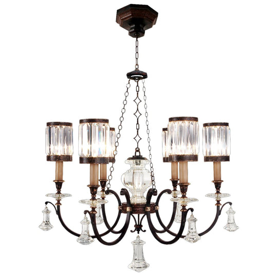 Fine Art Handcrafted Lighting Eaton Place Six-Light Single-Tier Chandelier with Channel-Set Crystal Diffusers and Crystal Accents