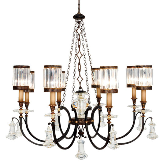 Fine Art Handcrafted Lighting Eaton Place Eight-Light Single-Tier Chandelier with Channel-Set Crystal Diffusers and Crystal Accents