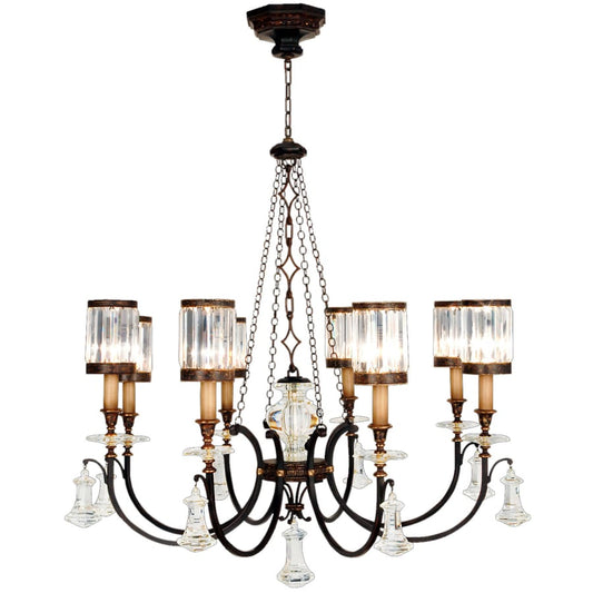 Fine Art Handcrafted Lighting Eaton Place Eight-Light Single-Tier Chandelier with Channel-Set Crystal Diffusers and Crystal Accents