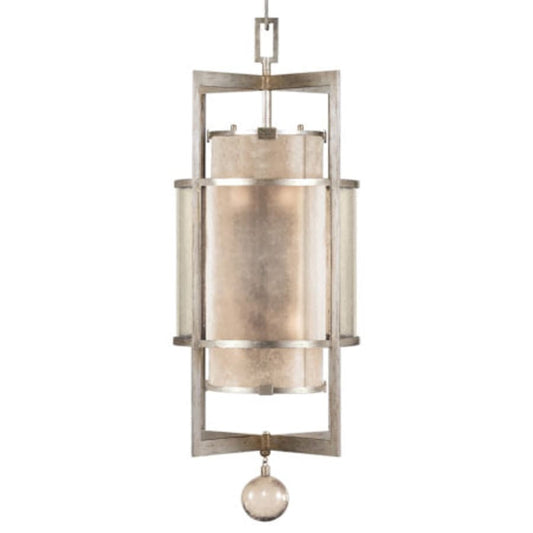 Fine Art Handcrafted Lighting Singapore Moderne Silver 18" Diameter Six-Light Foyer Pendant with Mica and Glass Diffuser Panels