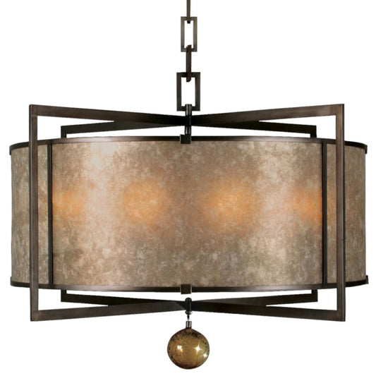 Fine Art Handcrafted Lighting Singapore Moderne 40" Diameter Eight-Light Drum Pendant with Mica Diffuser Panels