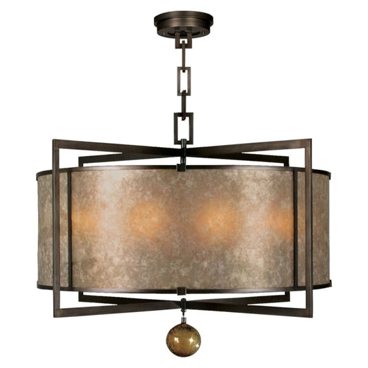 Fine Art Handcrafted Lighting Singapore Moderne 40" Diameter Eight-Light Drum Pendant with Mica Diffuser Panels