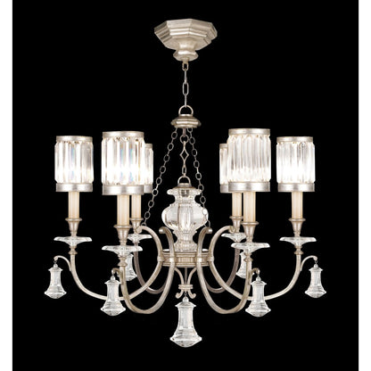 Fine Art Handcrafted Lighting Eaton Place Silver Six-Light Single-Tier Chandelier with Channel-Set Crystal Diffusers and Crystal Accents
