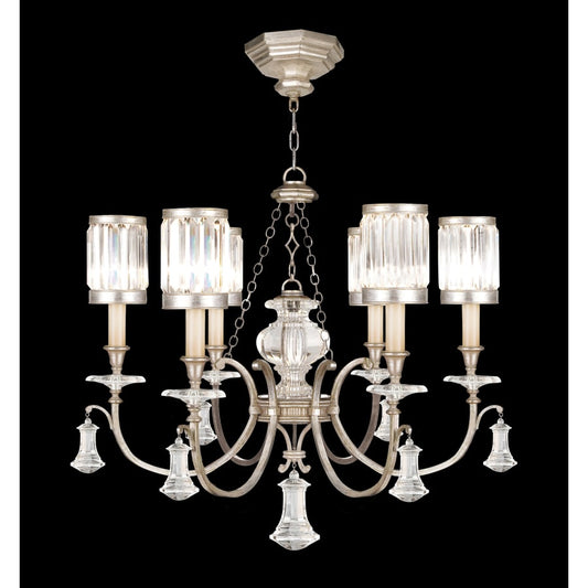 Fine Art Handcrafted Lighting Eaton Place Silver Six-Light Single-Tier Chandelier with Channel-Set Crystal Diffusers and Crystal Accents