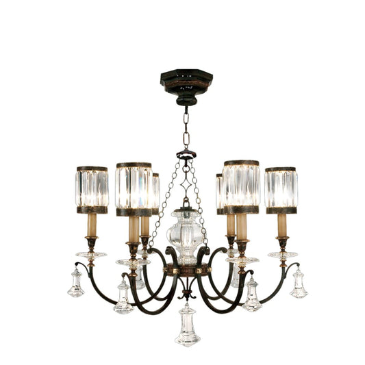 Fine Art Handcrafted Lighting Eaton Place Six-Light Single-Tier Chandelier with Channel-Set Crystal Diffusers and Crystal Accents