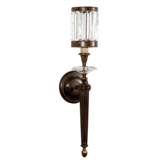 Fine Art Handcrafted Lighting Eaton Place Single-Light Wall Sconce with Channel-Set Crystal Diffuser and Crystal Accents