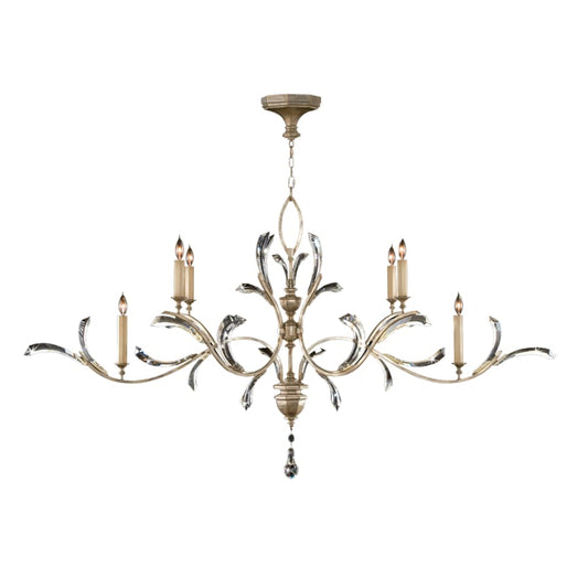Fine Art Handcrafted Lighting Beveled Arcs 74" Oblong Chandelier with Arcing Beveled Crystal
