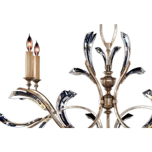 Fine Art Handcrafted Lighting Beveled Arcs 74" Oblong Chandelier with Arcing Beveled Crystal