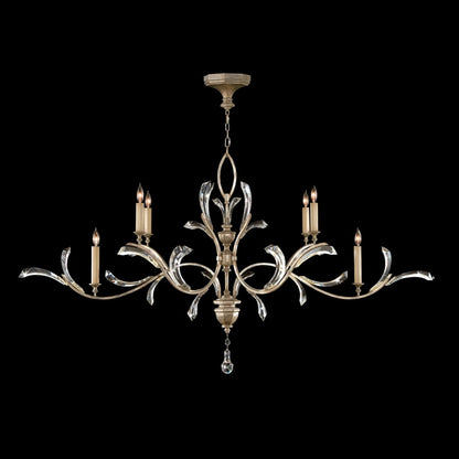 Fine Art Handcrafted Lighting Beveled Arcs 74" Oblong Chandelier with Arcing Beveled Crystal