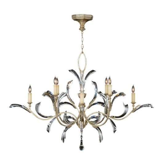 Fine Art Handcrafted Lighting Beveled Arcs 57" Round Chandelier with Arcing Beveled Crystal