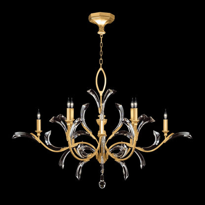Fine Art Handcrafted Lighting Beveled Arcs 57" Round Chandelier with Arcing Beveled Crystal