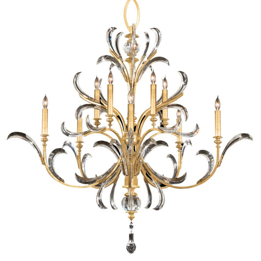 Fine Art Handcrafted Lighting Beveled Arcs 10 Light 56" Wide Crystal Chandelier