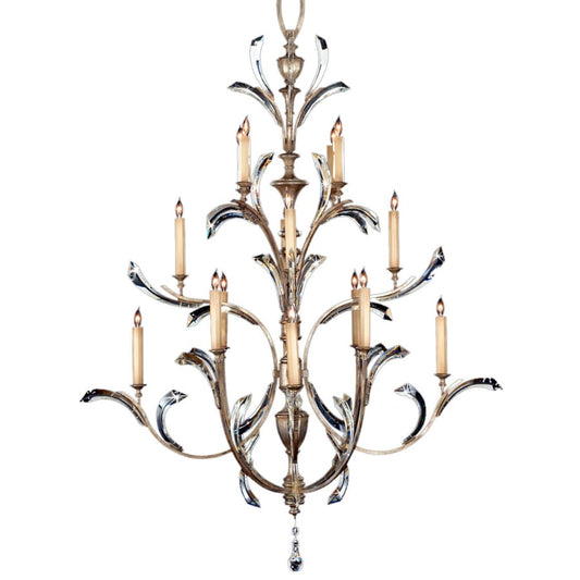 Fine Art Handcrafted Lighting Beveled Arcs Sixteen-Light Three-Tier Beveled Crystal Chandelier