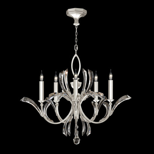 Fine Art Handcrafted Lighting Beveled Arcs 5 Light 36" Wide Crystal Chandelier