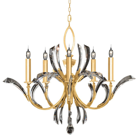 Fine Art Handcrafted Lighting Beveled Arcs 5 Light 36" Wide Crystal Chandelier