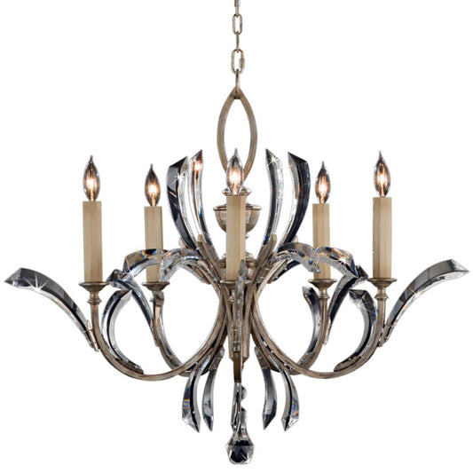 Fine Art Handcrafted Lighting Beveled Arcs Five-Light Single-Tier Beveled Crystal Chandelier