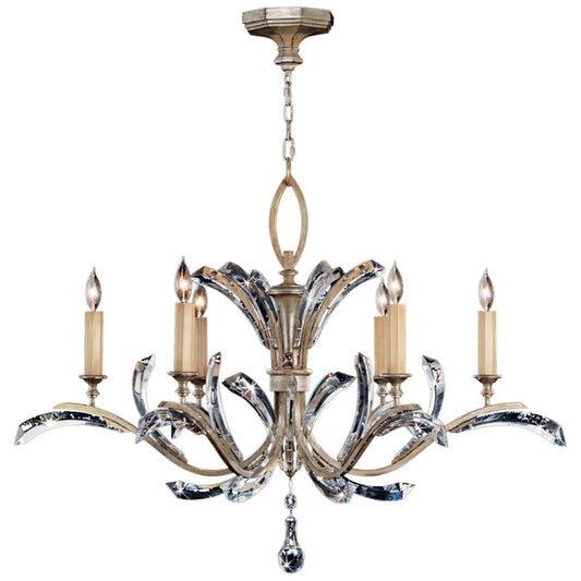 Fine Art Handcrafted Lighting Beveled Arcs Six-Light Single-Tier Beveled Crystal Chandelier