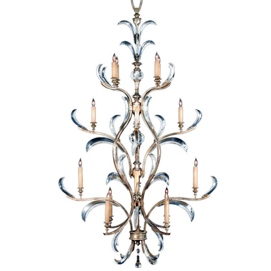 Fine Art Handcrafted Lighting Beveled Arcs Sixteen-Light Three-Tier Beveled Crystal Chandelier