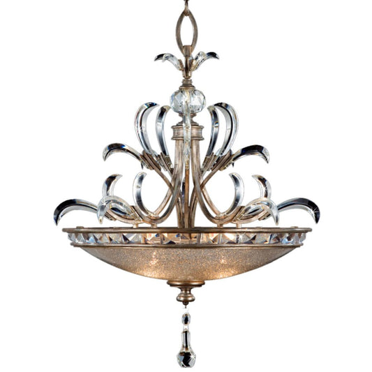 Fine Art Handcrafted Lighting Beveled Arcs 32" Diameter Three-Light Beveled Crystal Bowl Pendant