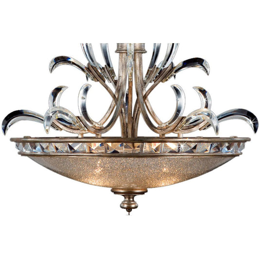 Fine Art Handcrafted Lighting Beveled Arcs 32" Diameter Three-Light Beveled Crystal Bowl Pendant