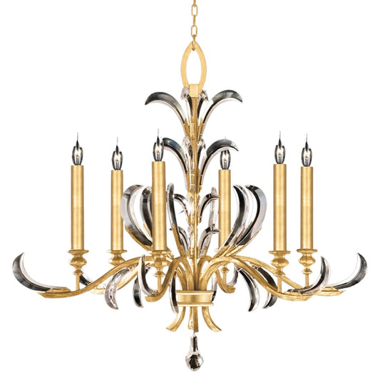 Fine Art Handcrafted Lighting Beveled Arcs 6 Light 37" Wide Crystal Chandelier