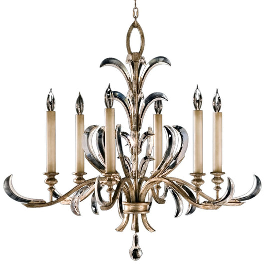 Fine Art Handcrafted Lighting Beveled Arcs Six-Light Single-Tier Beveled Crystal Chandelier