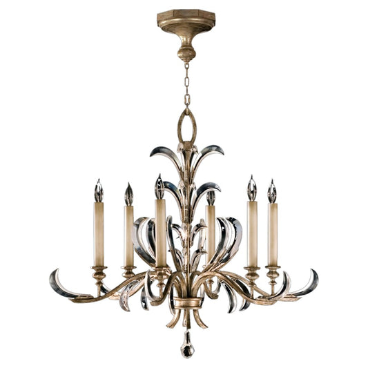 Fine Art Handcrafted Lighting Beveled Arcs Six-Light Single-Tier Beveled Crystal Chandelier