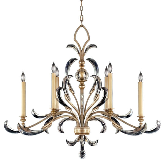 Fine Art Handcrafted Lighting Beveled Arcs Six-Light Single-Tier Beveled Crystal Chandelier