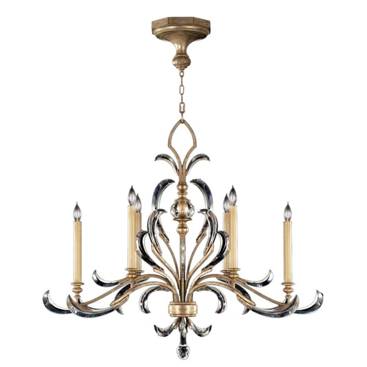 Fine Art Handcrafted Lighting Beveled Arcs Six-Light Single-Tier Beveled Crystal Chandelier