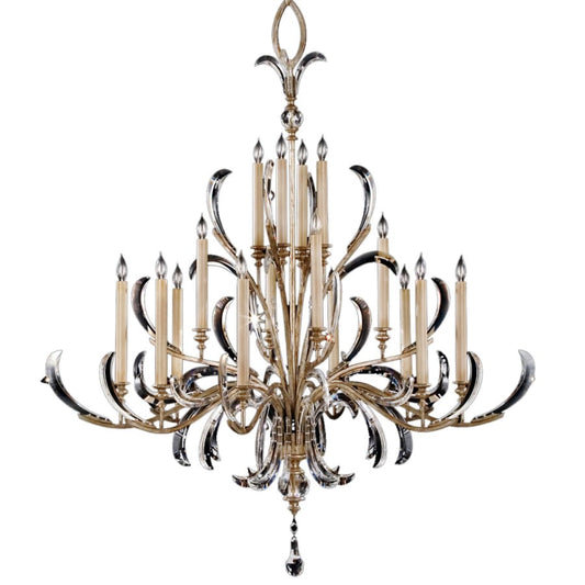 Fine Art Handcrafted Lighting Beveled Arcs Sixteen-Light Two-Tier Beveled Crystal Chandelier