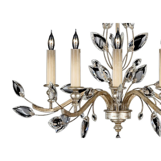 Fine Art Handcrafted Lighting Crystal Laurel Five-Light 2 Tier Chandelier with Bold-Cut Stylized Crystal Leaves